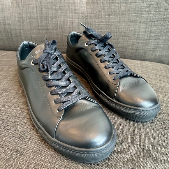 Men's Black Size 14 Medium Good Man Brand Edge Leather Lo-Top Sneakers like new - Picture 1 of 8